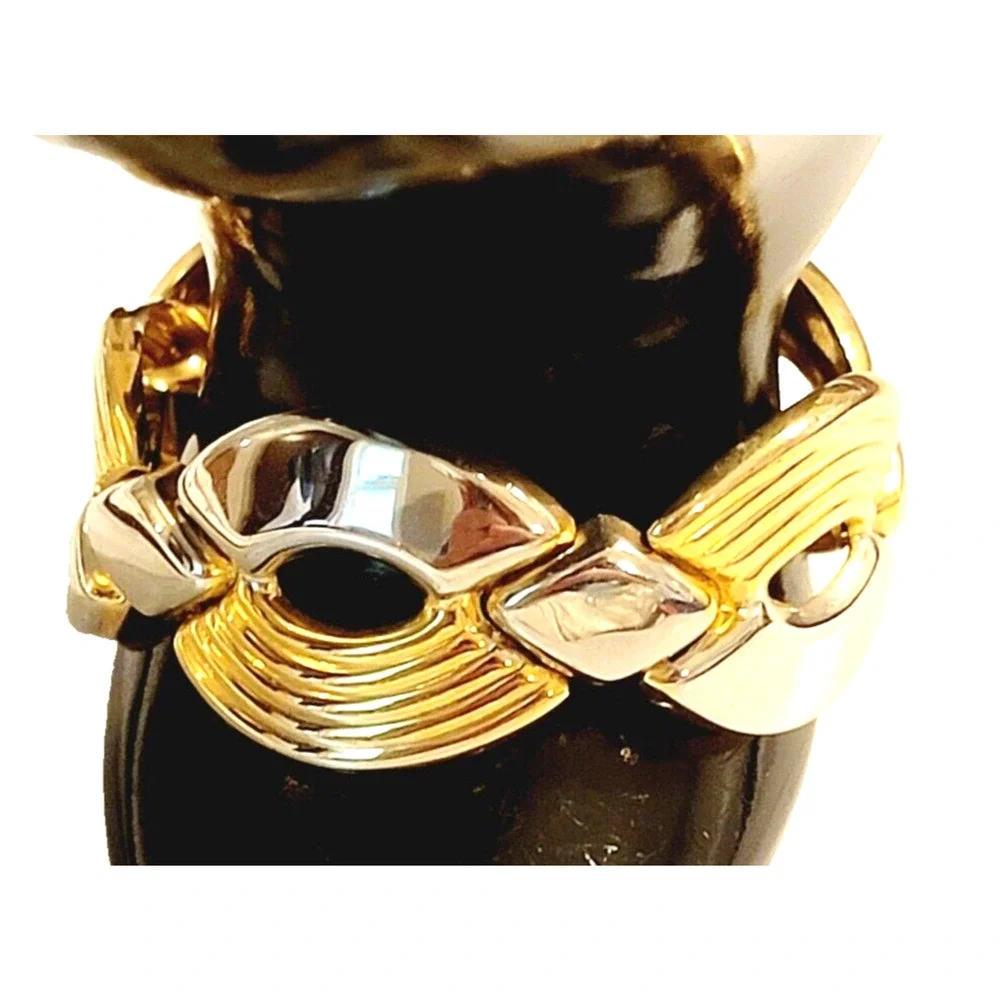Two-toned Link Bracelet 7” Silver & Gold Modern Statement‎ Jewelry gbr-17